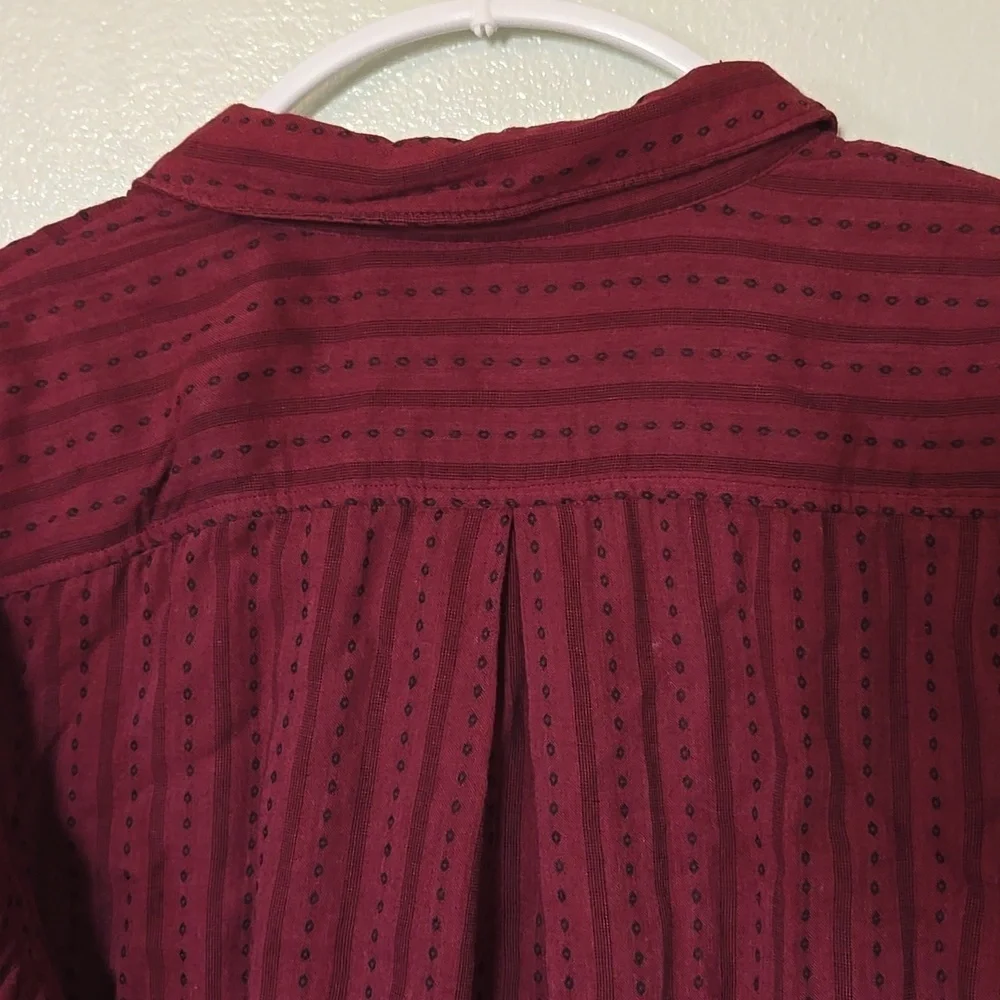 Orvis | Burgundy Button Down Long Sleeve Shirt Size Large